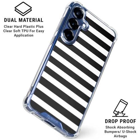 White and Black Stripes Galaxy S25 Clear Case